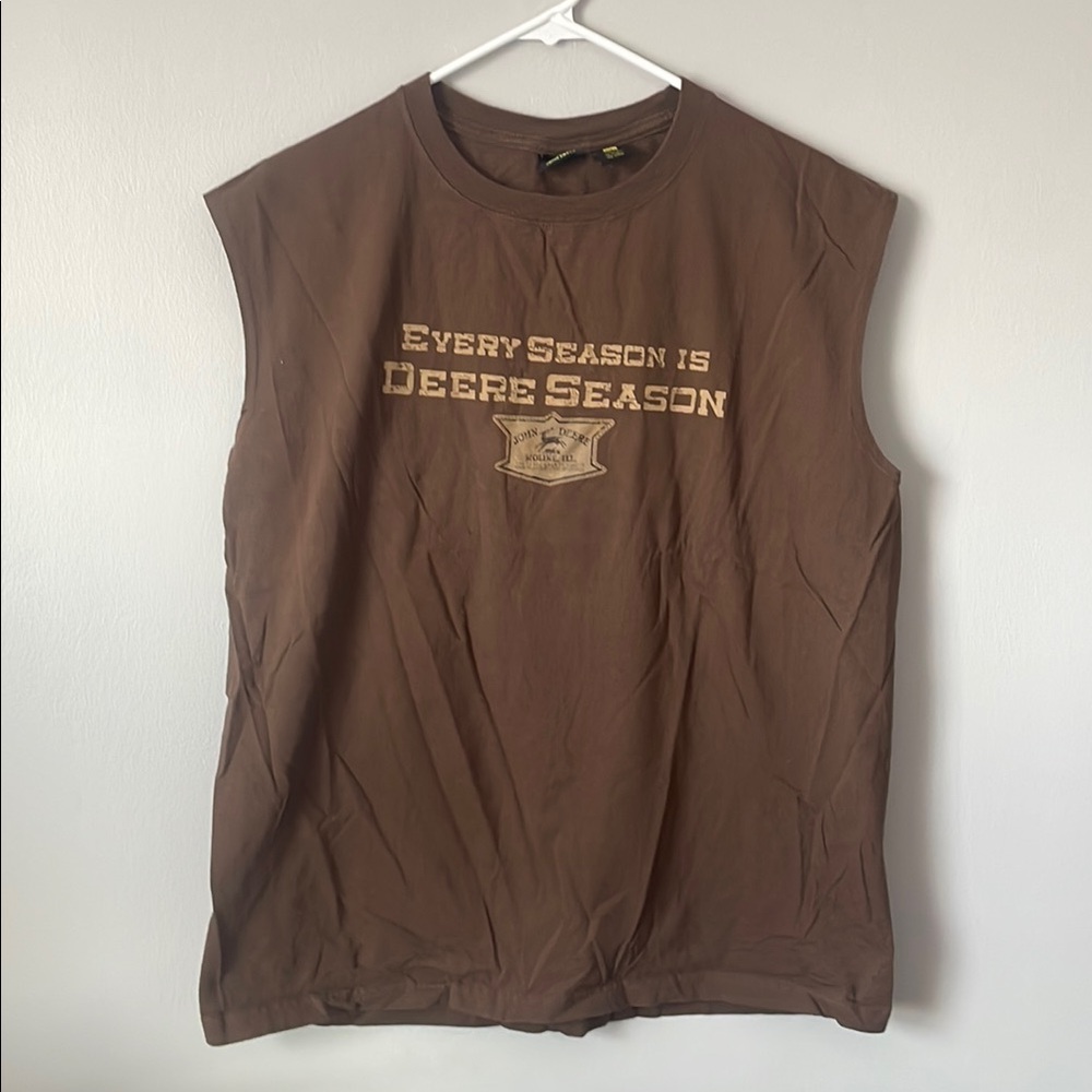NEW ‼️John Deere Brown Sleeveless Men's Shirt